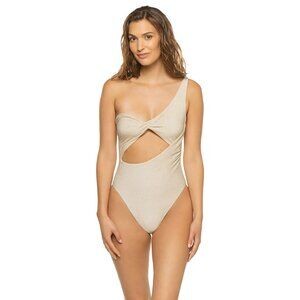 NWT Baobab ARRECIFE One Piece Cristal Gold Shimmer Swimsuit LARGE MSRP $200 NEW